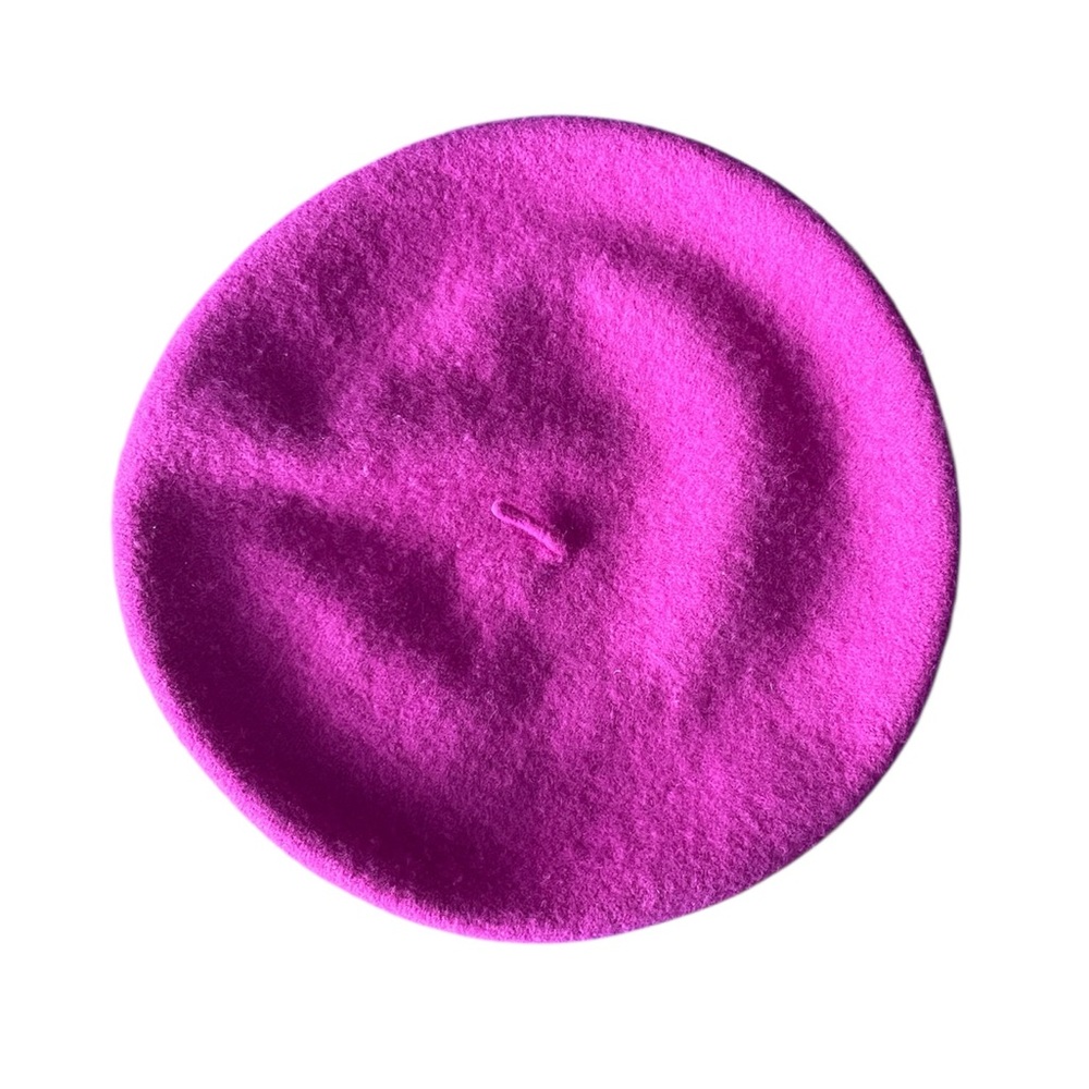 Raspberry beret the kind you buy in a second hand store